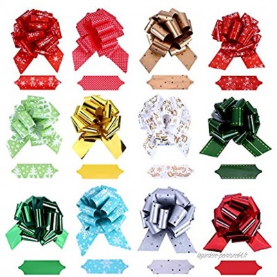 Gukasxi 12 Nœuds Papillons Automatiques Nœuds Rubans Décoratifs Emballage Cadeau d'anniversaire Noeud Ruban Paquet de 12 Papillon coloré Emballage pour Noël Mariage fête 2