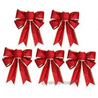 HEALIFTY Lot de 5 nœuds décoratifs en tissu scintillant pour Noël Rouge