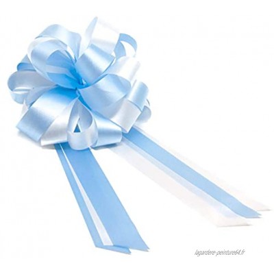 Oblique-Unique® Grand nœud cadeau avec ruban décoratif pour cadeaux et sacs de sucre au choix bleu clair et blanc.