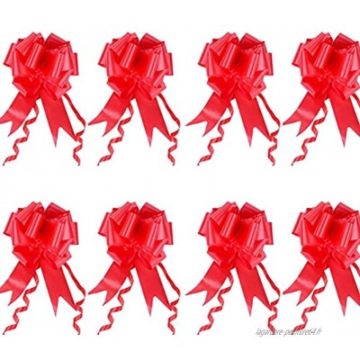 UniquQ 8 Pièces Grand Noeud de Voiture Rouge Ruban de Couleur pour Voiture Mariage Anniversaire Décorations De Fête 4.5cm * 150cm Rouge