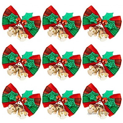 Whaline Lot de 24 couronnes de Noël en forme de nœud pour sapin de Noël nœuds décoratifs en tissu pour décoration de nouvel an Rouge et vert 5,1 x 4,1 cm