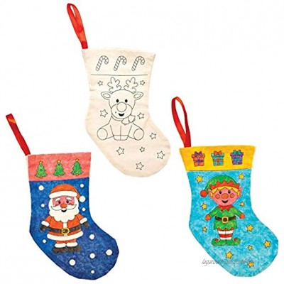 Baker Ross Chaussettes de Noël en Tissu à colorier Paquet de 4 Loisirs créatifs festifs pour Enfants AT179