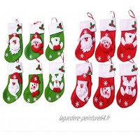 Fablcrew Lot de 12 Pièces Mini Chaussette de Noel a Suspendre Sac Cadeau Décoration Suspendue pour Noël Style Aléatoire