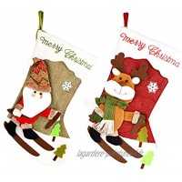 KASSEN Chaussettes de Noël Sac à Bonbons avec Père Noël Suspendue 46 * 22cm,Chaussettes Classique Grande Taille pour la Décoration de Cadeau du Noël. Rouge 2
