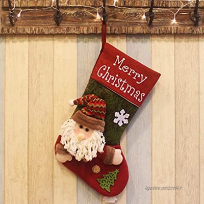 Popglory Chaussettes de Noël de 17,7 Pouces Grandes Chaussettes de Noël pour Cadeaux et Sacs de Bonbons Chaussettes Père Noël et Bonhomme de Neige décorations de Noël