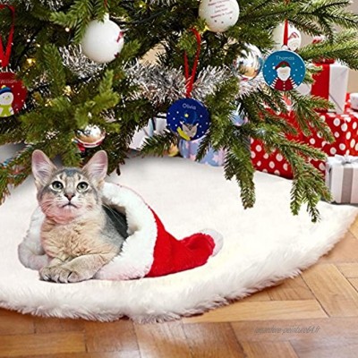 AerWo Faux Fourrure en Sapin de Noël Jupe Blanche Jupe d'arbre de Noël pour Décoration de Noël