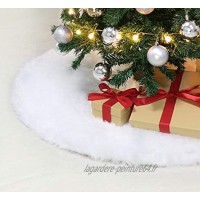 Agoer Tapise de Sapin de Noël en Fausse Fourrure 120 cm Blanc Fourrure synthétique Blanc 120 cm