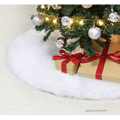 Agoer Tapise de Sapin de Noël en Fausse Fourrure 120 cm Blanc Fourrure synthétique Blanc 120 cm