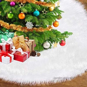 AmzKoi Jupe D'arbre de Noël en Peluche Blanche Jupe D'arbre de Luxe en Fausse Fourrure Décorations de Noël Utilisées Pour Couvrir le Fond d'un Arbre de Noël diamètre: 120 cm
