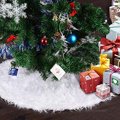 Chensensor Jupe de SapinJupe d'arbre de Noël Blanche 48 Pouces Grande Couverture de Tapis de Sol de Base en Peluche décor de fête de Noël Joyeux 120 cm