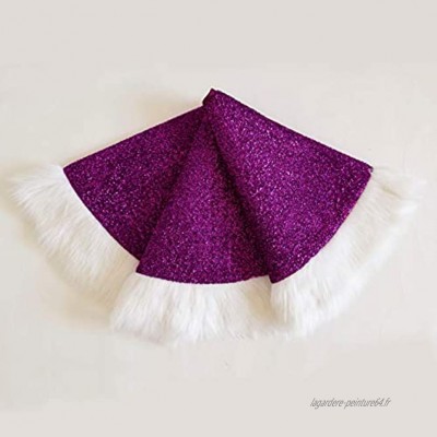 Gireshome Violet Sparkle Paillettes Blingbling Centre Blanc Fausse Fourrure Bordure Jupe de Sapin de Noël – 91,4 cm
