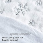 Lalent Jupe de sapin de Noël blanche 91,4 cm de luxe en peluche brodée flocon de neige fausse fourrure pour décoration de Noël blanc argenté