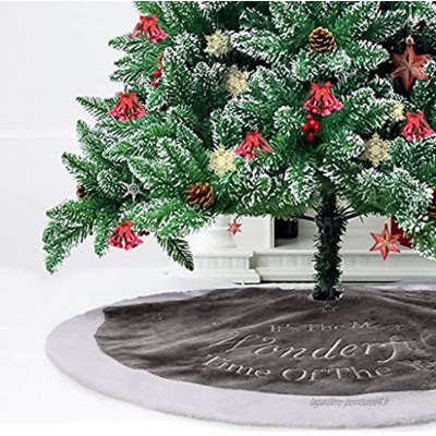 PROTAURI Jupe de Sapin de Noël Fourrure Luxe Fête Maison Décorations Tapis d'arbre de Noël Doux Courte Peluche Gris 90cm