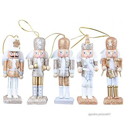Casse-noisette de Noël 12CM Ensemble de 5 pièces paillettes classique pendentif marionnette casse-noisette