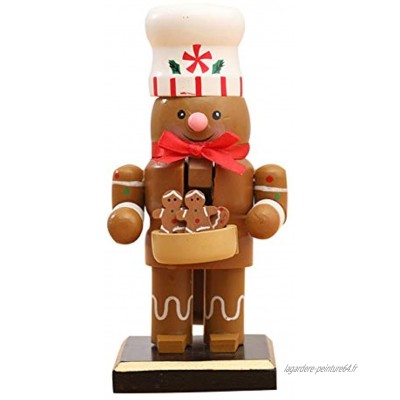 shenruifa 2020 Décorations de Noël en bois Casse-noisettes Figurines jouet avec Père Noël bonhomme de neige pingouin chef marionnette décoration de bureau