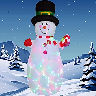HONGXW Bonhomme de neige gonflable de 1,8 m décoration de cour de Noël gonflable avec lumières LED colorées rotatives et cordes d'attache pour intérieur ou extérieur cour jardin décoration de Noël