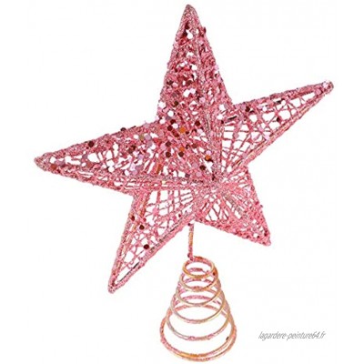 Abaodam Étoile rose à paillettes pour sapin de Noël 9. 84 Décoration de sapin de Noël Décoration pour la maison ou la fête