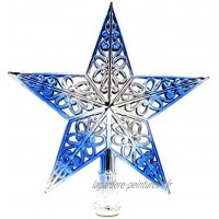 Amosfun Cimier de sapin de Noël en forme d'étoile ajourée pour sapin de Noël bleu argenté