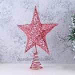 Amosfun Étoile de sapin de Noël à paillettes Rose Fer rose 25 cm