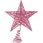 Amosfun Étoile de sapin de Noël à paillettes Rose Fer rose 25 cm