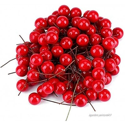 Cerise Fruits artificiels rouge Décoration de Mariage Noël maison Ornements suspendus 6*1cm 100Pcs