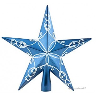 Clever Creations Étoile pour Sapin de Noël en Plastique Brillant résistant aux Chocs décoration de fête pour Toute Taille de Sapin Bleu 20,3 cm