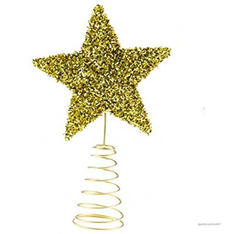 Clever Creations Étoile pour Sapin de Noël en Plastique Brillant résistant aux Chocs décoration de fête pour Toute Taille de Sapin doré 17,8 cm