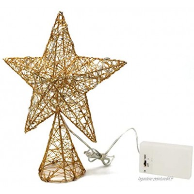 CVHOMEDECO. Star Tree Top Star avec lumières à DEL blanc chaud et minuterie pour décorations de Noël et décorations saisonnières 20,3 cm