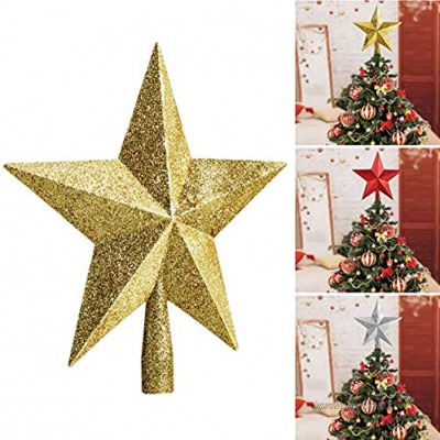 Eurobuy Décoration de sapin de Noël en forme d'étoile de 25,4 cm avec paillettes pour sapin de Noël 5 points