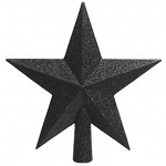 KAE Pointe de sapin de Noël étoile plastique paillettes 19 cm pointe de sapin noir