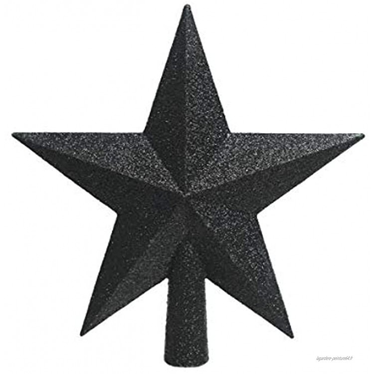 KAE Pointe de sapin de Noël étoile plastique paillettes 19 cm pointe de sapin noir