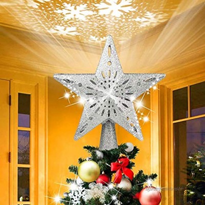 MIAOXIAO Etoile Sapin Noel avec Projecteur de Flocon de Neige LED Rotatif 3D Etoile Sapin de Noel Lumineuse Veilleuse Étoilée pour Décoration Noël Arbre Topper,B