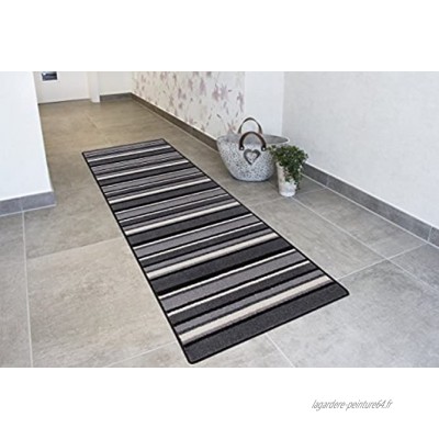 Andiamo 291867 tapis plano chemin de table à rayures 65 x 200 cm noir blanc