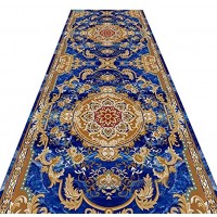 Tapis Couloir Longue Style Persan Traditionnel Lavable Antidérapant Support Durable Taille Personnalisée Couleur : Bleu Taille : 0.6x1m