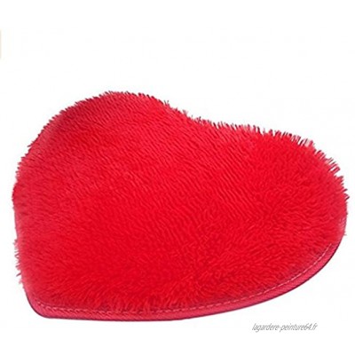Livecity Tapis en peluche pour enfants avec coussin en forme de cœur doux et antidérapant 30 x 40 cm rouge