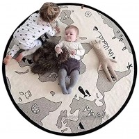 Tapis de jeu de cartes du monde en toile fine douce pour bébé enfant Tapis de jeu rond Diamètre 104 cm