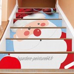 HAOX Autocollant d'escalier Simple 39.4x7.1in Autocollant d'escalier de Noël Décoration de Noël Matériau PVC écologique Motif Père Noël Décor d'escalier pour Noël