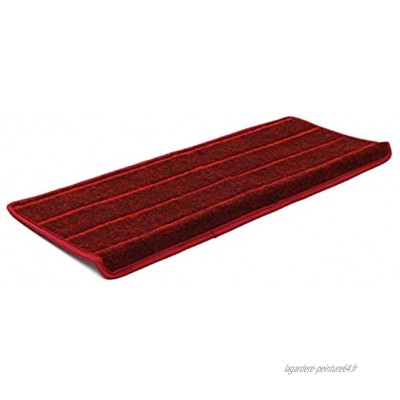 SIMEISM Lot de 8 tapis d'escalier 65 x 24 + 3 cm 6 Rayures rouges En polyester Antidérapant