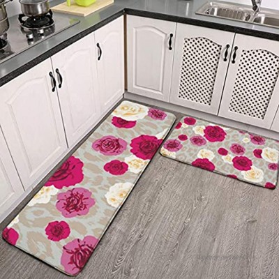 Lot de 2 tapis de cuisine lavables antidérapants pour intérieur ou extérieur Motif animal texturé