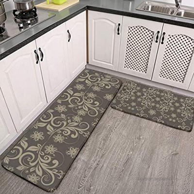 Lot de 2 tapis de cuisine lavables antidérapants pour intérieur ou extérieur Motif floral