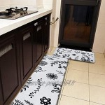 Lot de 2 tapis de cuisine lavables antidérapants pour intérieur ou extérieur Motif plantes gribouillées