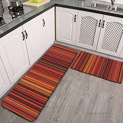 Lot de 2 tapis de cuisine lavables antidérapants pour intérieur ou extérieur Rayures multicolores