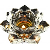juanxian Lot de 2 bougeoirs photophores de méditation en verre en forme de fleur de lotus Idéal comme décoration de table pour Noël 12,7 cm
