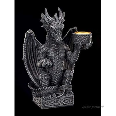 Petit Dragon Chandelier Gothique Porte-Bougie Noir Figure de Dragon Figurine
