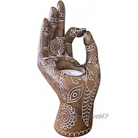 TGUS Bougeoir en forme de main de Bouddha Mudra Bougeoir décoratif de style bouddhiste zen Pour salle de méditation Bronze