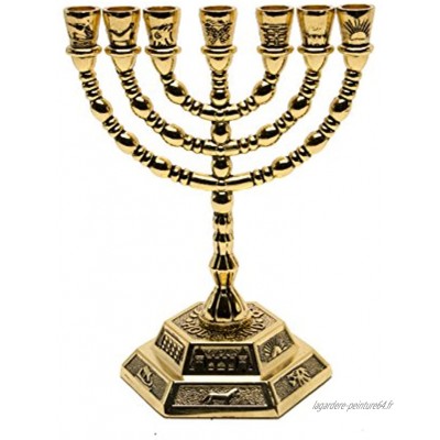 SpringNahal Medium Menorah Gold Plated from Holy Land Jérusalem 13x10 cm