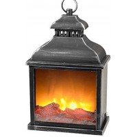 dekojohnson Lanterne de cheminée LED à Piles sans Chauffage avec Effet Flamme 3D Feu de cheminée avec Fonction minuterie 5 x 15 x 38 cm