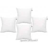 Brand Umi Lot de 4 coussins carrés souples en polyester doux et hypoallergénique 40 x 40 cm Blanc