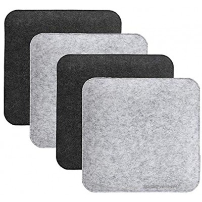 Cozywind Lot de 4 coussins de chaise carrés en feutre Coussins rembourrés 35 x 35 cm Pour chaises bancs tabourets Bicolore gris clair et gris