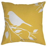 wuayi Housse de coussin carrée décorative en coton et lin avec motif fleur d'oiseau Housse de coussin décorative pour la maison le canapé Jaune